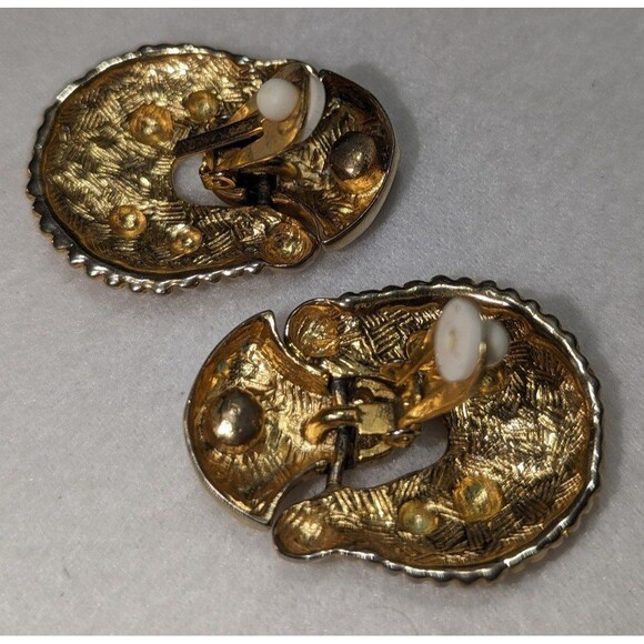 Door Knocker Earrings Bold Gold Tone Vintage - Picture 7 of 8